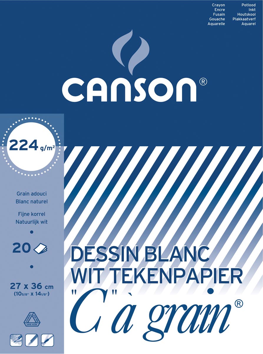 Canson tekenblok C à grain 224 g/m², ft 27 x 36 cm afbeelding