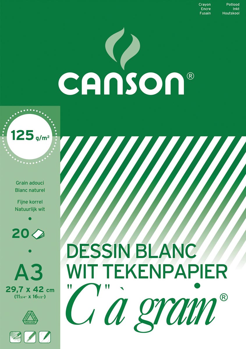 Canson tekenblok C à grain 125 g/m², ft 29,7 x 42 cm (A3) afbeelding