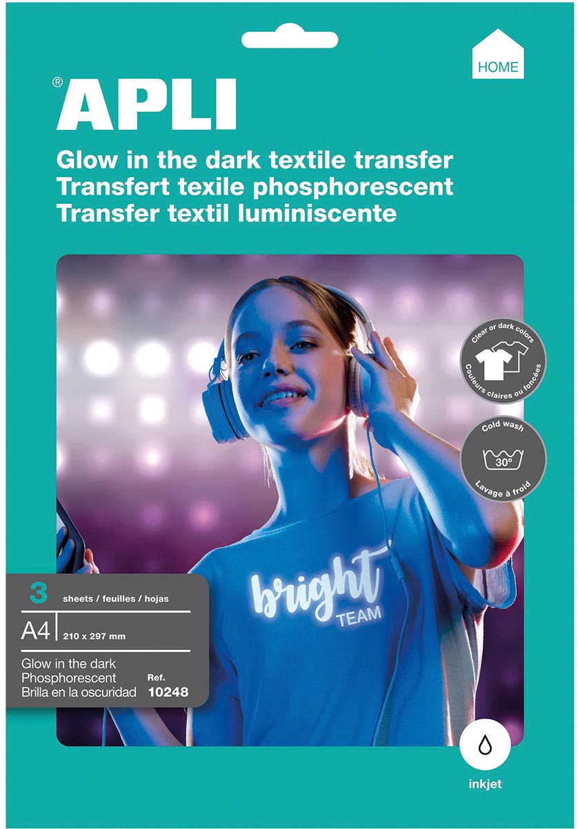 Apli T-shirt Transfer Paper voor fluorescerend effect, pak met 3 vellen