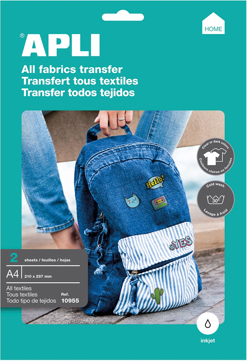 Apli T-shirt Transfer Paper voor allerlei textiel, pak met 2 vellen Apli T-shirt Transfer Paper voor allerlei textiel, pak met 2 vellen