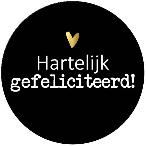 Merkloos KP etiket "Hartelijk gefeliciteerd" diameter 40 mm rol van 250 stuks