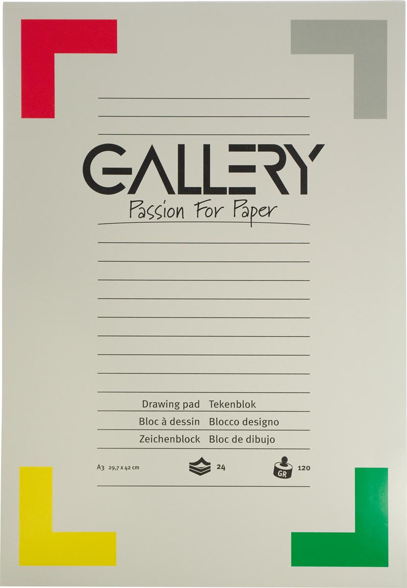 Gallery tekenpapier, 120 g, ft 29,7 x 42 cm, A3, houtvrij papier, blok van 24 vel afbeelding