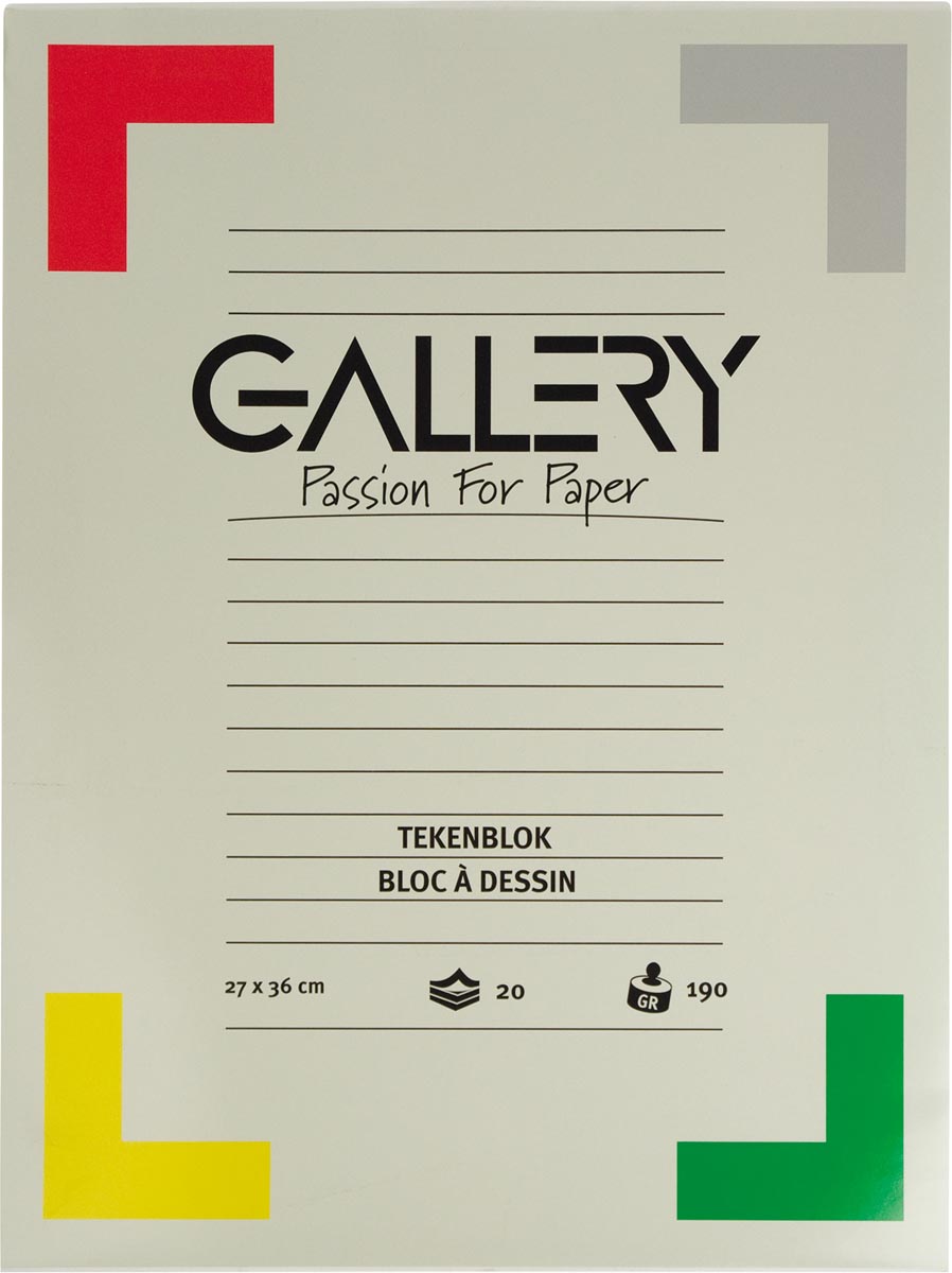 Gallery tekenpapier, 190 g, ft 27 x 36 cm, extra zwaar houtvrij papier, blok van 20 vel afbeelding