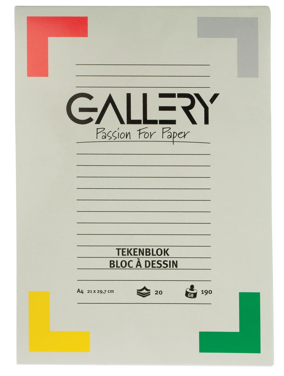 Gallery tekenpapier, 190 g, ft 21 x 29,7 cm, A4, extra zwaar houtvrij papier, blok van 20 vel afbeelding