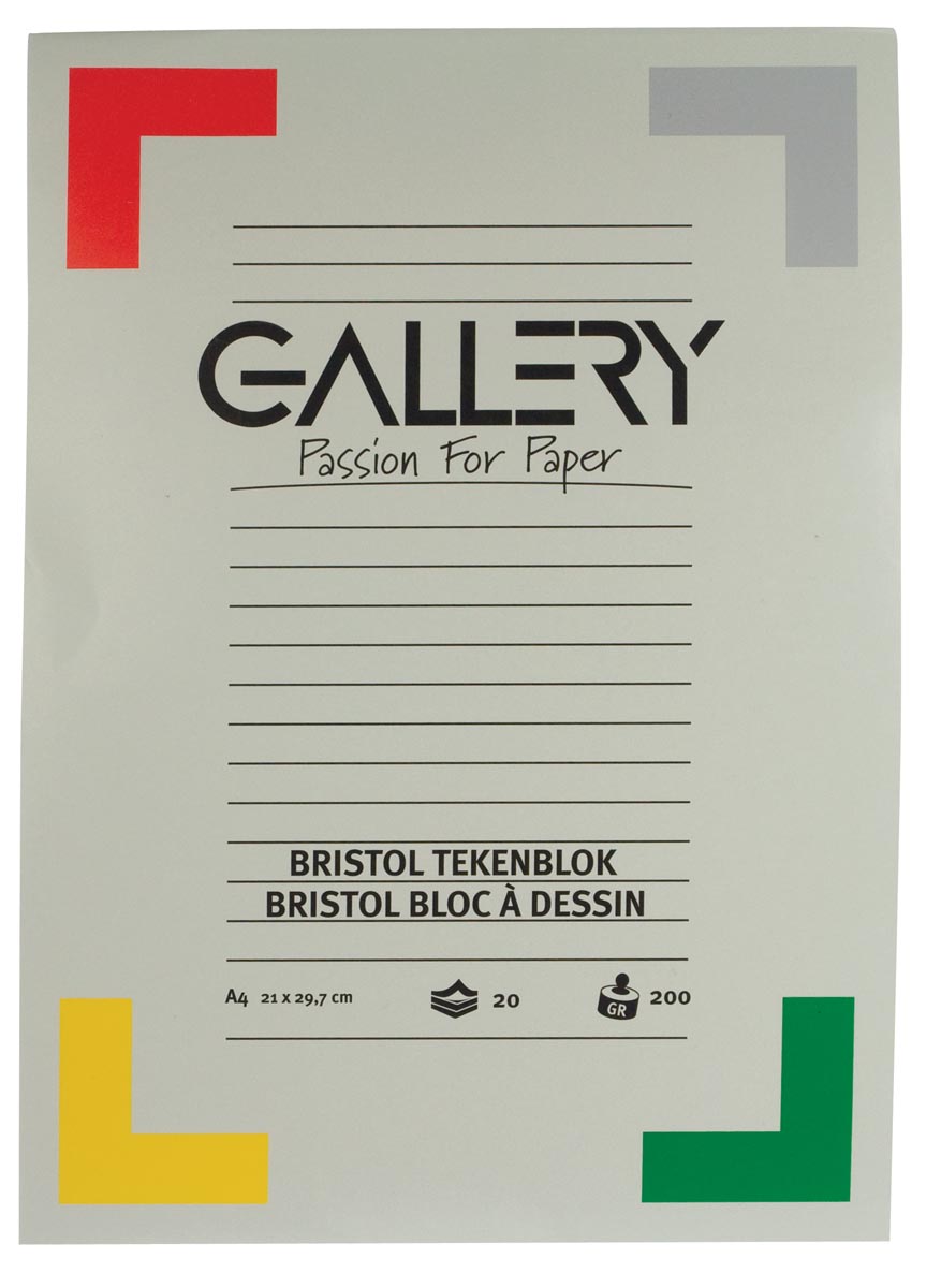 Gallery Bristol tekenpapier, 200 g, ft 21 x 29,7 cm , A4, blok van 20 vel afbeelding