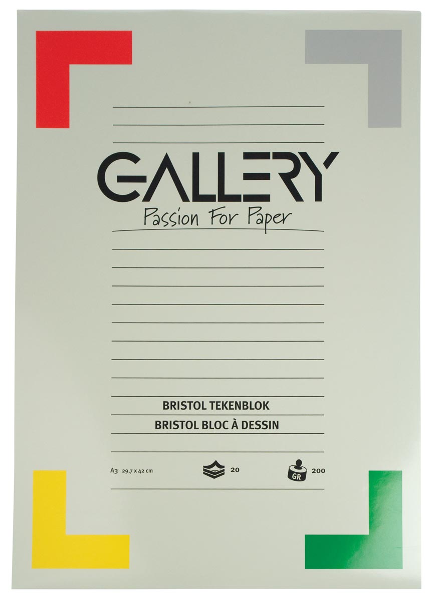 Gallery Bristol tekenpapier, 200 g, ft 29,7 x 42 cm, A3, blok van 20 vel afbeelding