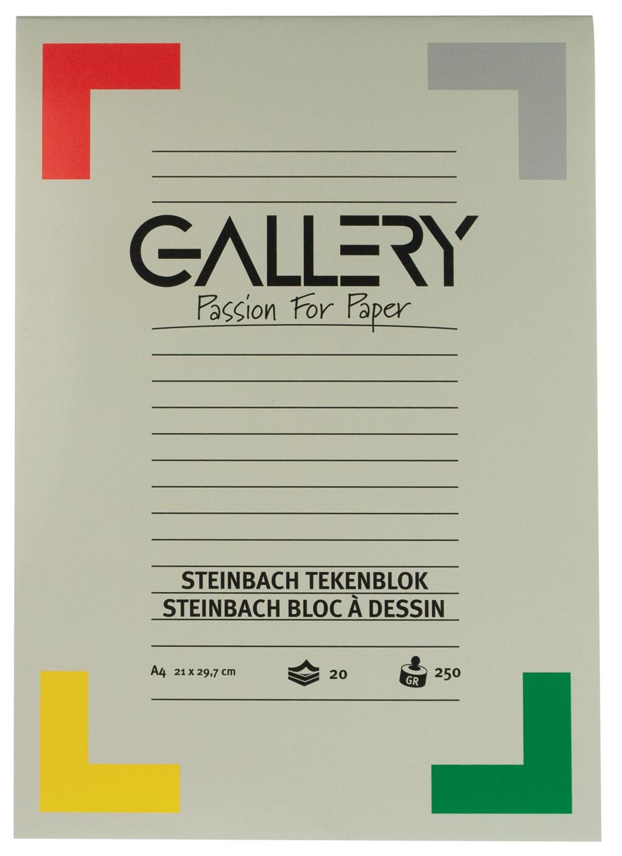 Gallery Steinbach tekenpapier, 250 g, ft 21 x 29,7 cm, A4, gekorreld, blok van 20 vel afbeelding