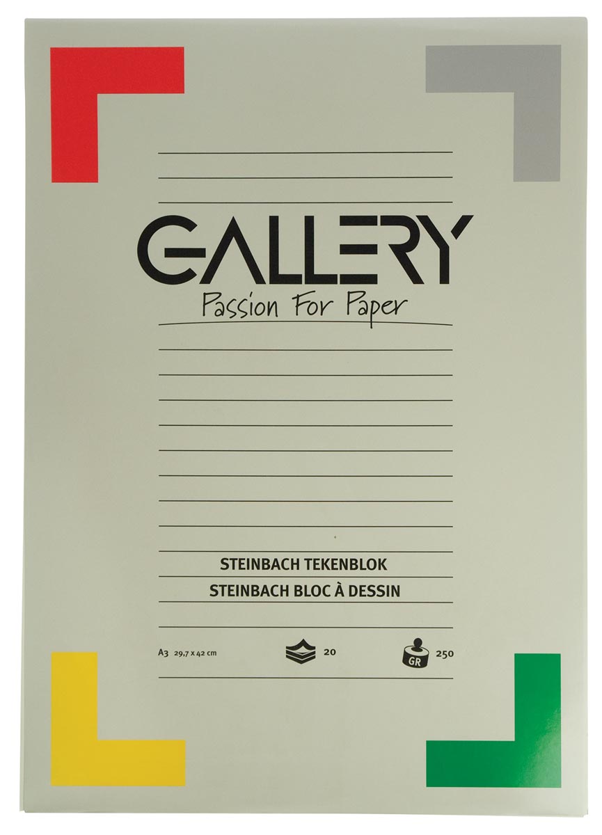 Gallery Steinbach tekenpapier, 250 g, ft 29,7 x 42 cm, A3, gekorreld, blok van 20 vel afbeelding