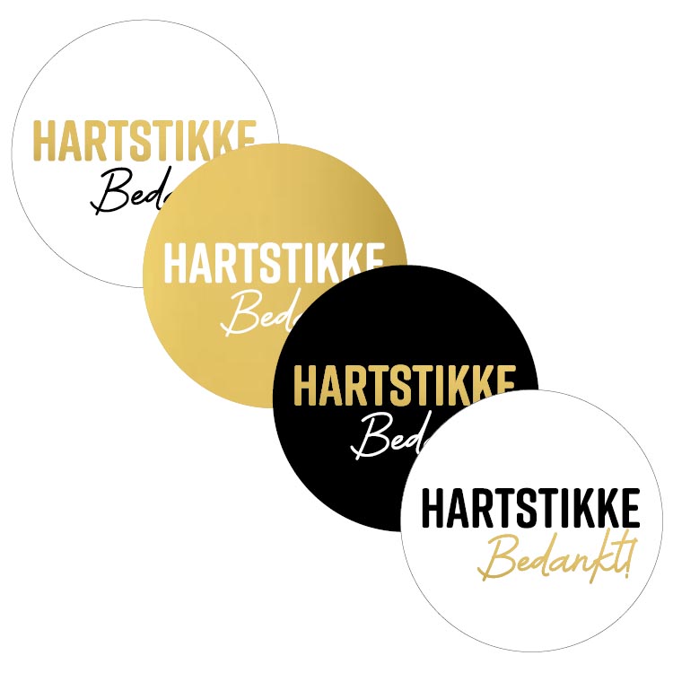 KP etiket "Hartstikke Bedankt", diameter 40 mm, 4 varianten, rol van 250 stuks afbeelding