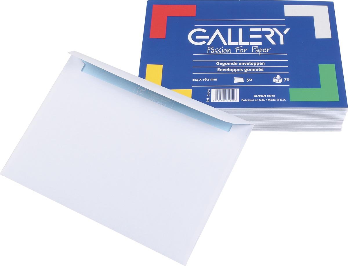 Gallery enveloppen ft 114 x 162 mm, gegomd, pak van 50 stuks afbeelding