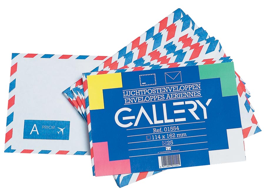 Gallery luchtpostenveloppen, ft 114 x 162 mm, gegomd, pak van 25 stuks