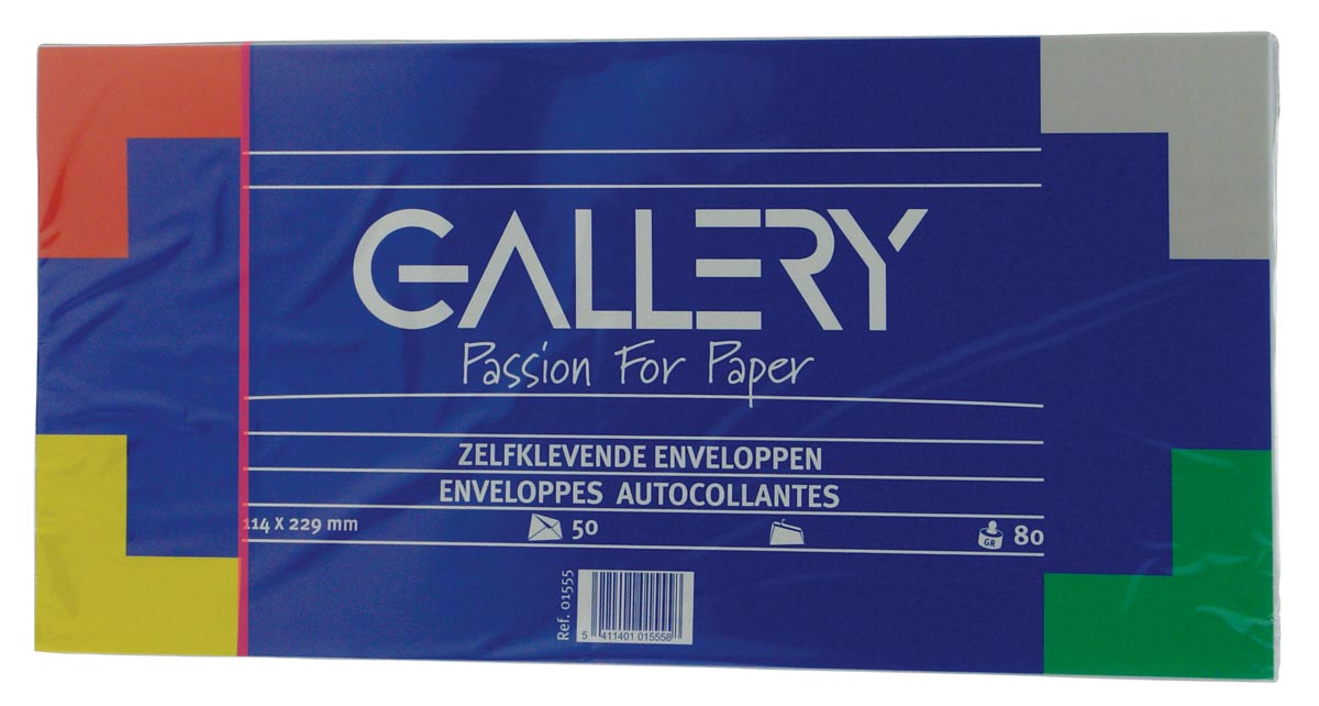 Gallery enveloppen ft 114 x 229 mm, stripsluiting, pak van 50 stuks afbeelding