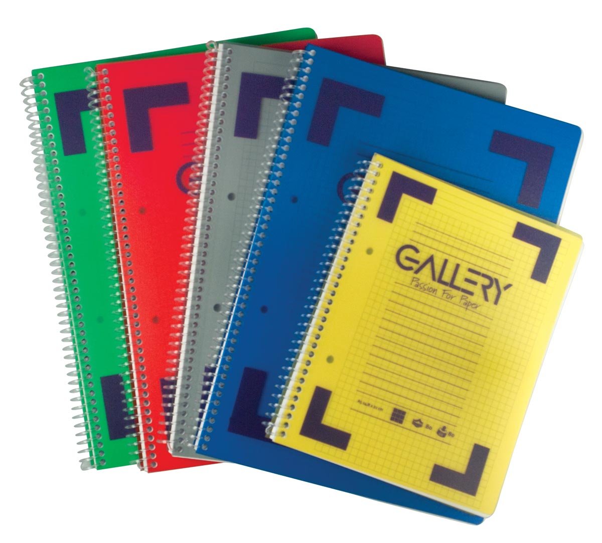 Gallery Traditional spiraalschrift ft A5, geruit 5 mm, geassorteerde kleuren, 160 bladzijden afbeelding