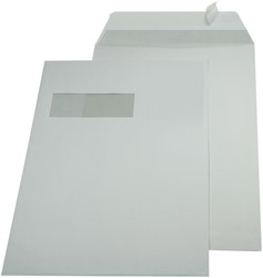 Gallery enveloppen ft 229 x 324 mm, venster links, stripsluiting, binnenzijde grijs, doos van 250 stuks