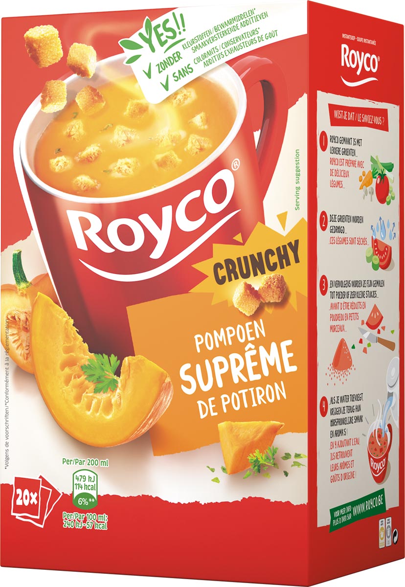 Royco Minute Soup pompoensuprême met croutons, pak van 20 zakjes afbeelding