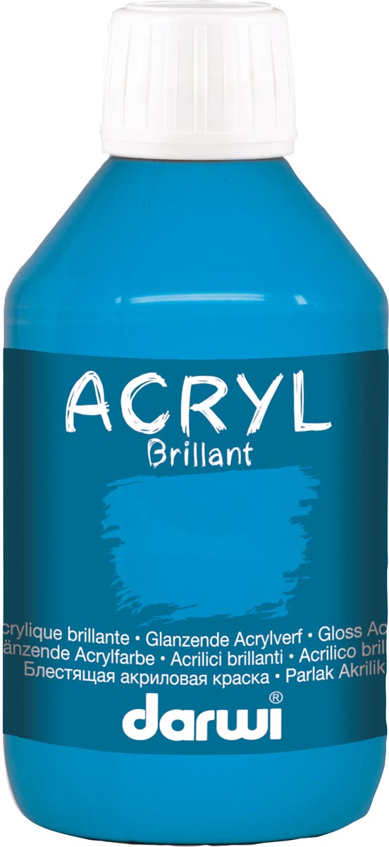 Darwi glanzende acrylverf, flacon van 250 ml, lichtblauw