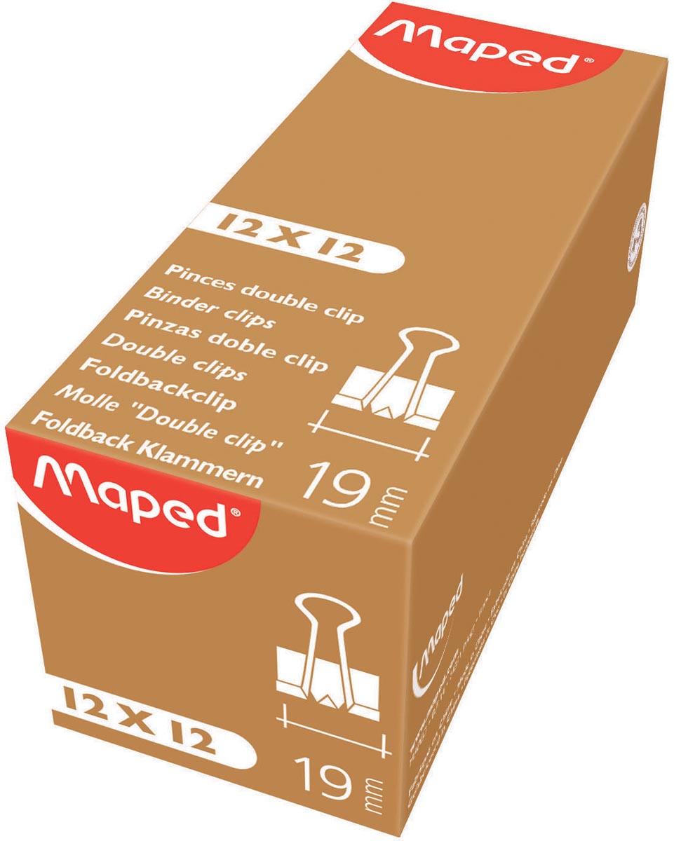 Maped foldbackclip 19 mm, zwart, doos van 12 stuks Maped foldbackclip 19 mm, zwart, doos van 12 stuks