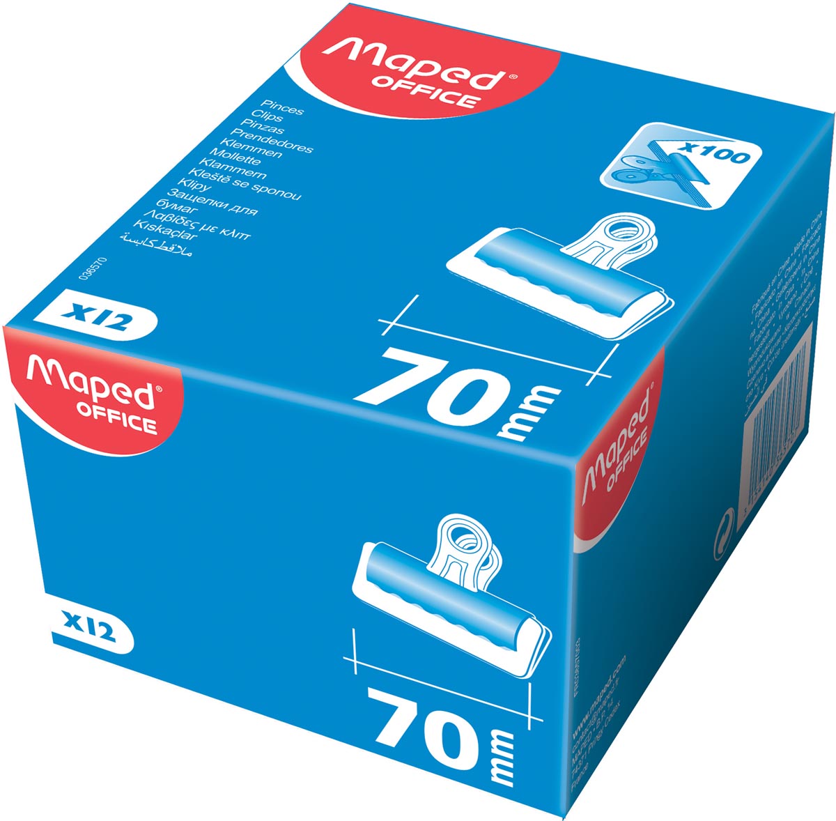 Maped bulldogclip 70 mm, zwart, doos van 12 stuks afbeelding