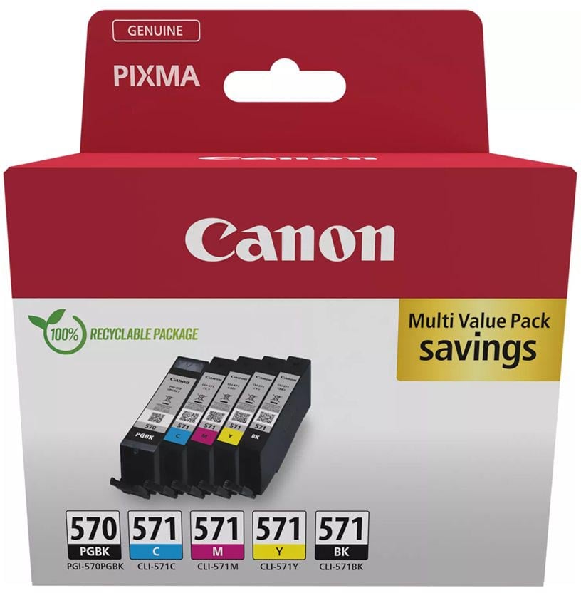 Canon inktcartridge 1 x PGI-570 + 1 x CLI-571 182 398 foto&apos;s OEM 0372C006 5 kleuren
