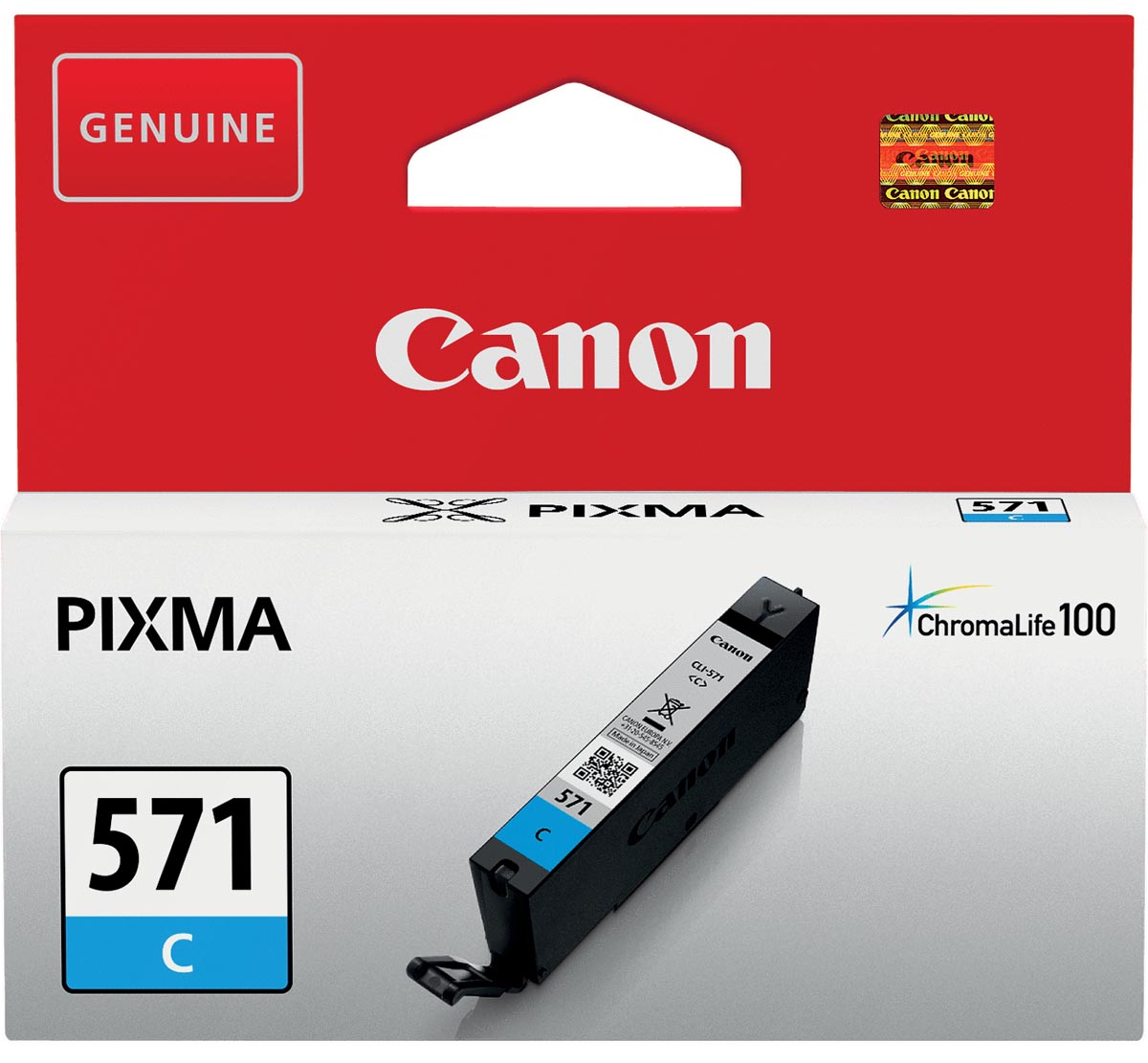 Canon inktcartridge CLI-571C, 173 foto&apos;s, OEM 0386C00, cyaan afbeelding