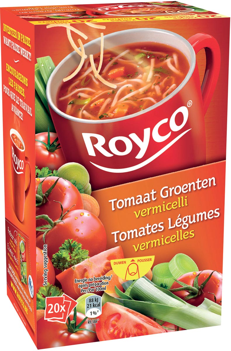Royco Minute Soup Tomaat Groenten Vermicelli Pak Van 20 Zakjes huismerk kopen in de aanbieding