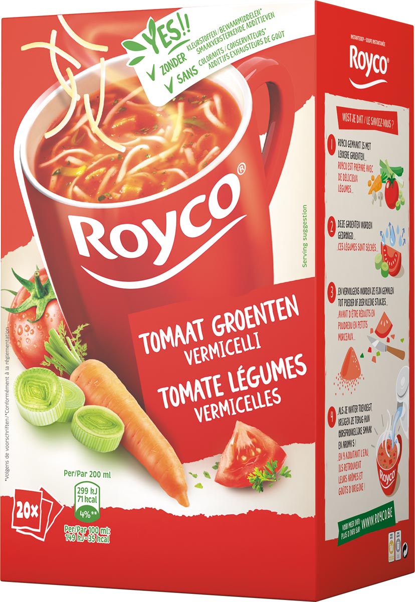 Royco Minute Soup tomaat groenten vermicelli, pak van 20 zakjes afbeelding