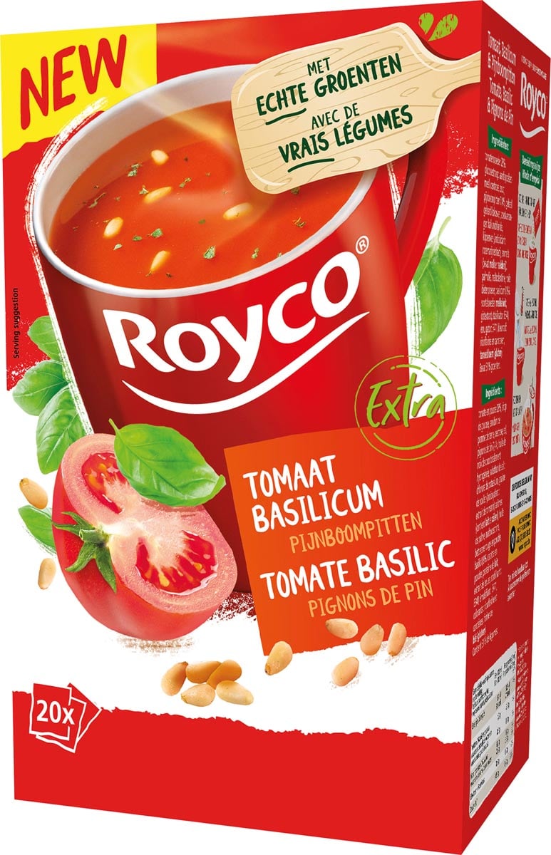 Minute soup Royco Tomaat basilicum / box 20 stuks