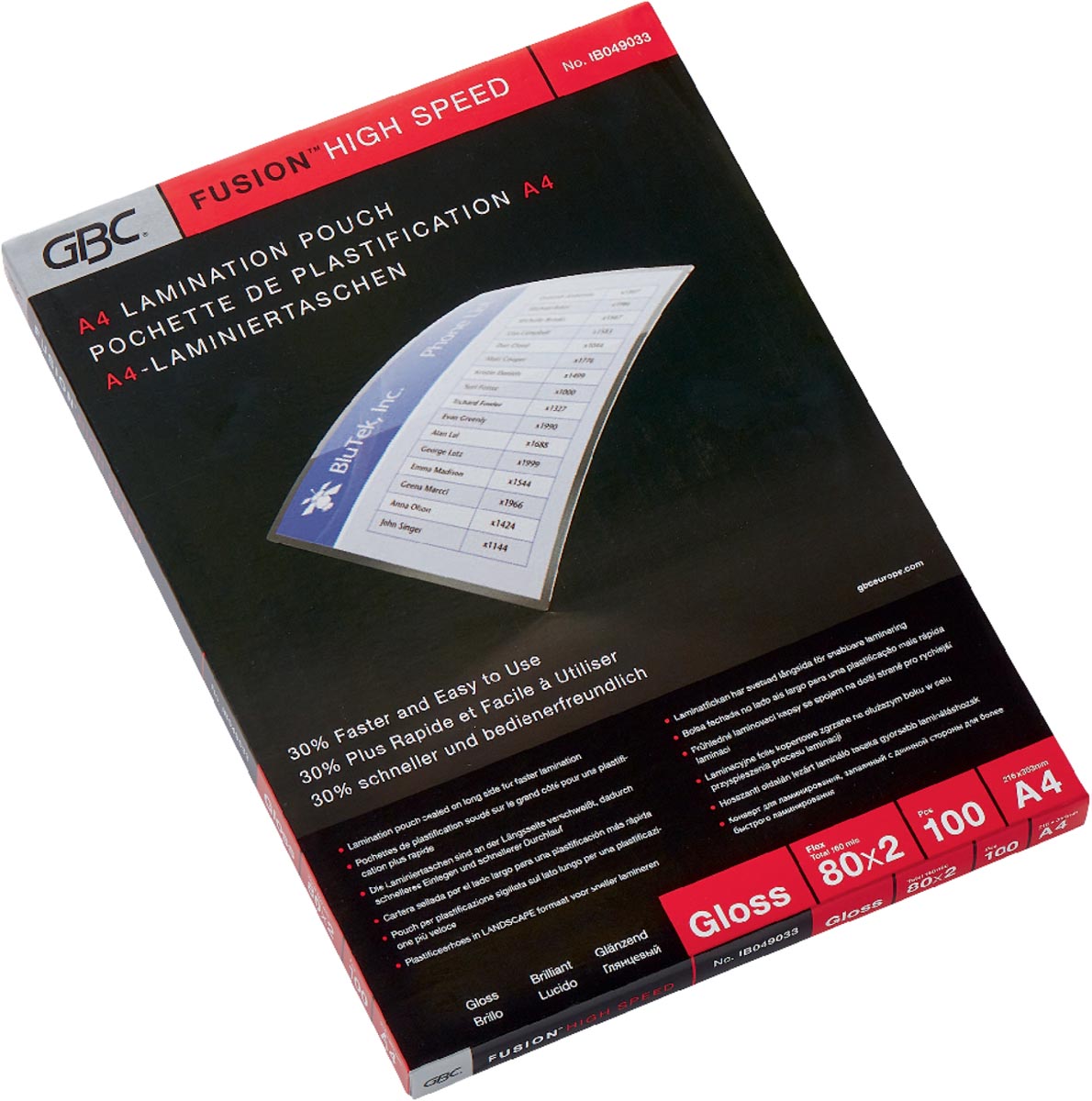 GBC HighSpeed lamineerhoes ft A4, 160 micron (2 x 80 micron), pak van 100 stuks afbeelding
