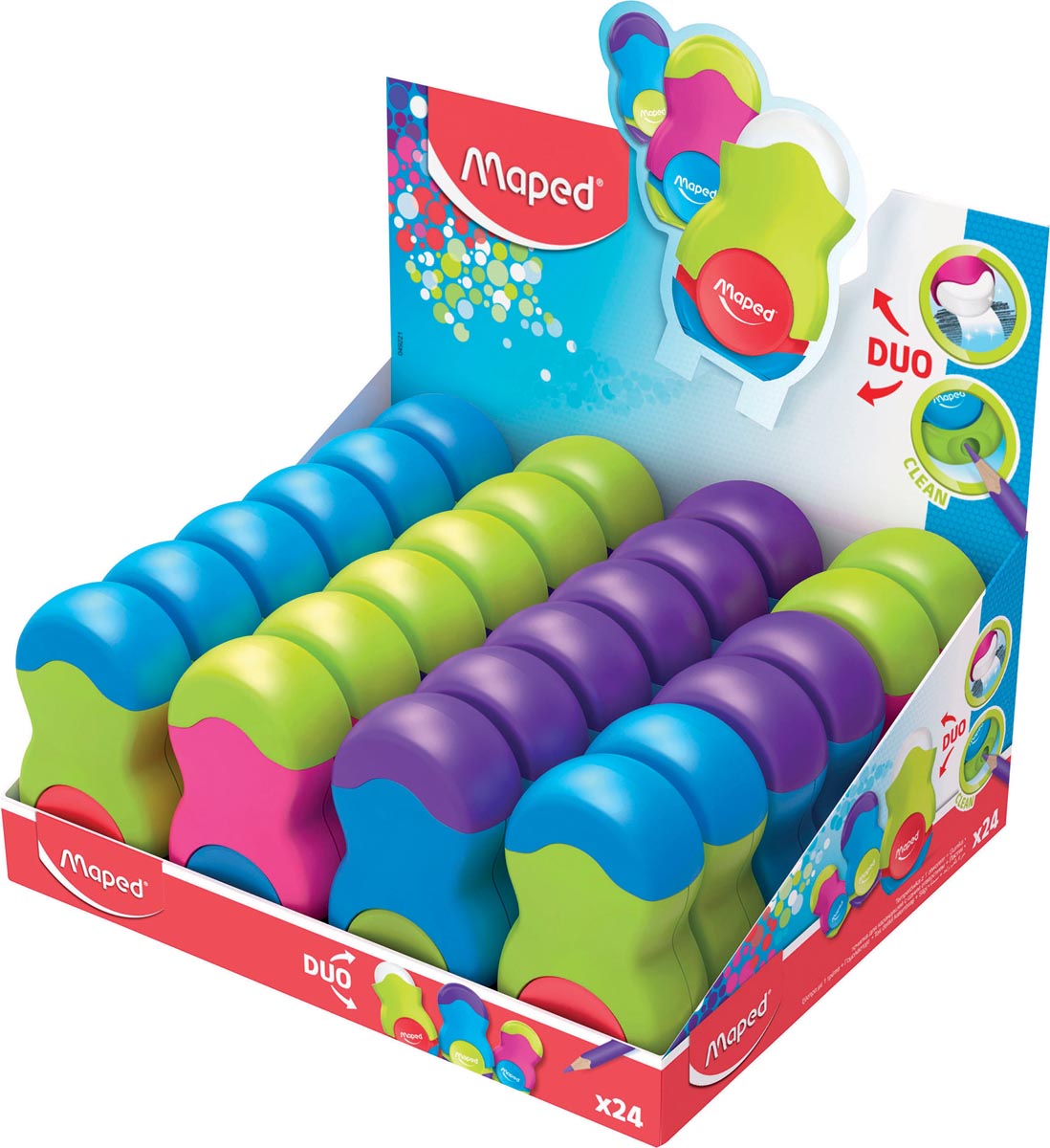Maped Potloodslijper Gom Loopy Display Met 24 Stuks In Geassorteerde Kleuren huismerk kopen in de aanbieding Maped Potloodslijper Gom Loopy Display Met 24 Stuks In Geassorteerde Kleuren huismerk kopen in de aanbieding