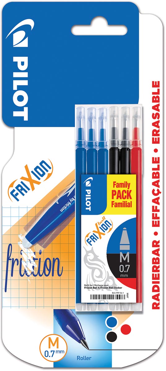 Pilot vulling voor Frixion Ball en Frixion ball clicker, etui van 6 stuks in geassorteerde kleuren