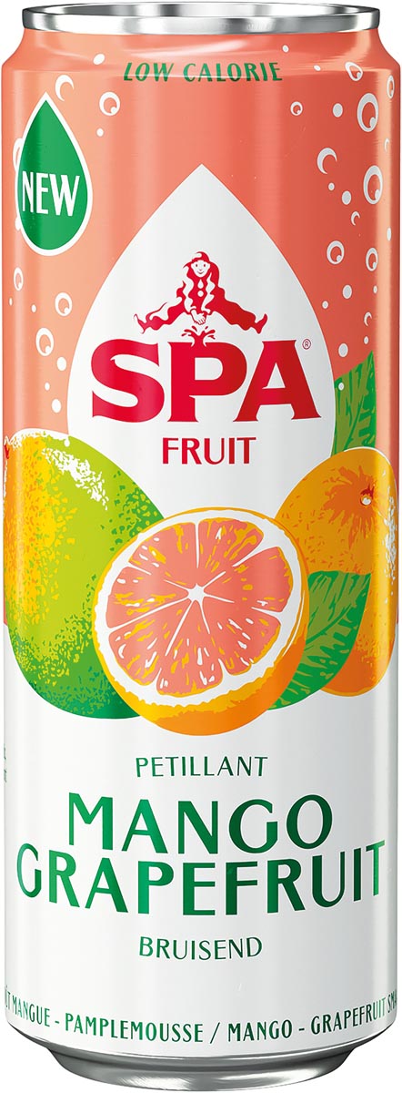 SPA FRUIT SPARKLING MANGO-GRAPEFRUIT CANS 25CL  tray 24 stuks