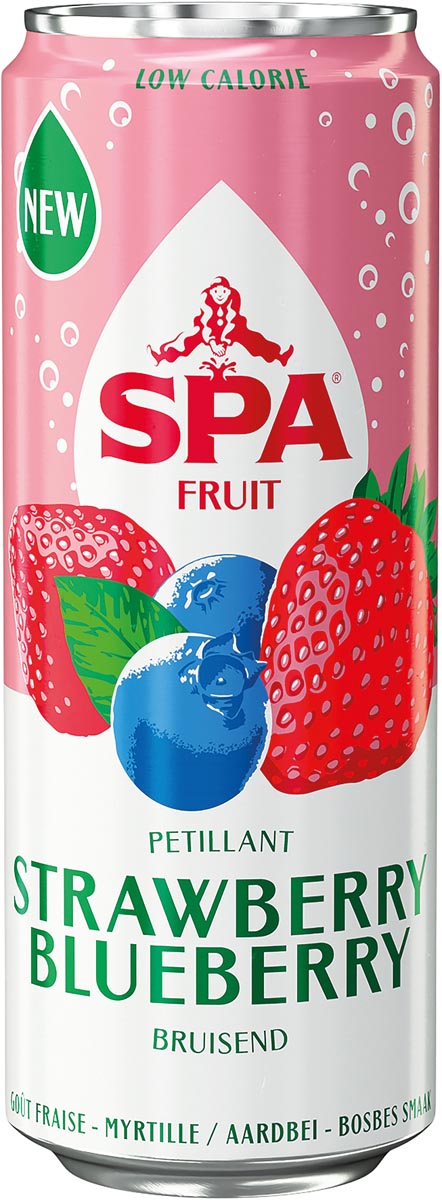 Spa Fruit Sparkling strawberry-blueberry, blik van 25 cl, pak van 24 stuks