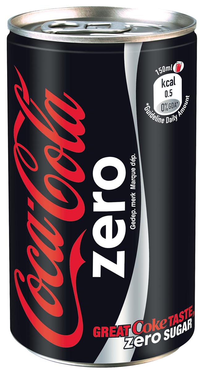 Coca-Cola Zero frisdrank, mini blik van 15 cl, pak van 24 stuks