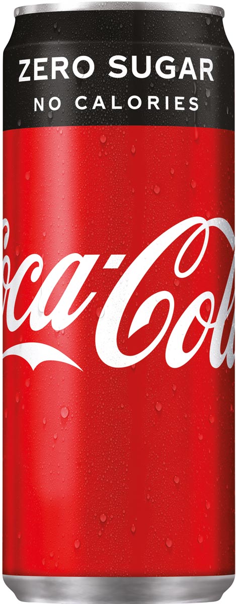 Coca-Cola Zero frisdrank, sleek blik van 33 cl, pak van 24 stuks