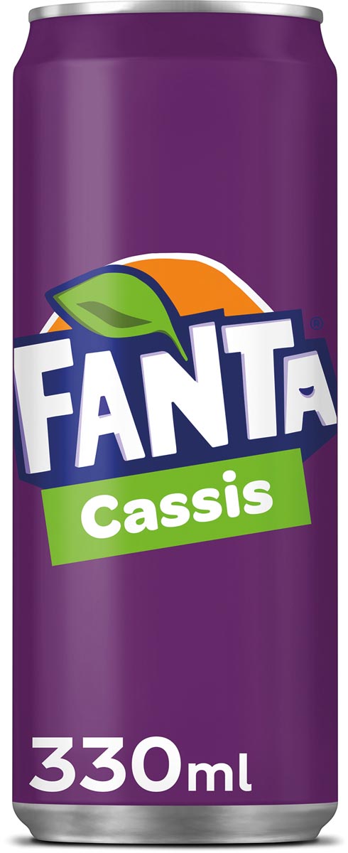 Fanta Cassis frisdrank, sleek blik van 33 cl, pak van 24 stuks Fanta Cassis frisdrank, sleek blik van 33 cl, pak van 24 stuks