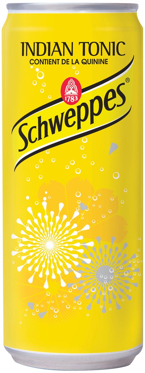 Schweppes Indian Tonic frisdrank, blikje van 33 cl, pak van 24 stuks