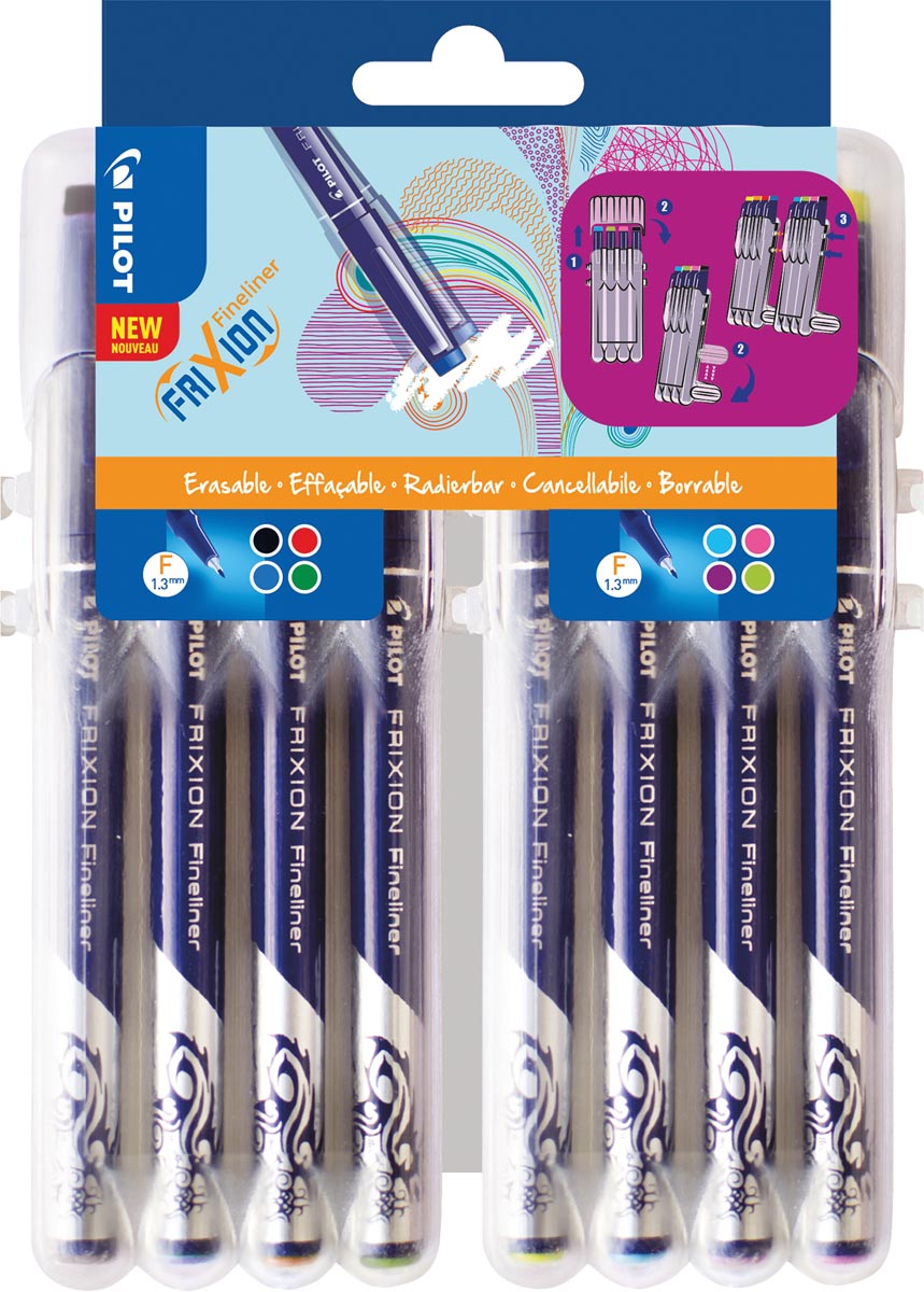 Pilot fineliner Frixion, geassorteerde kleuren, set van 8 stuks