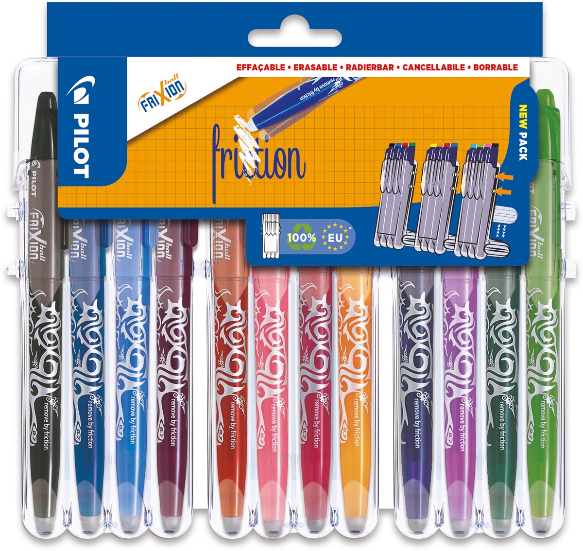 Pilot roller Frixion Ball Set 2 Go blister van 12 stuks, assorti afbeelding
