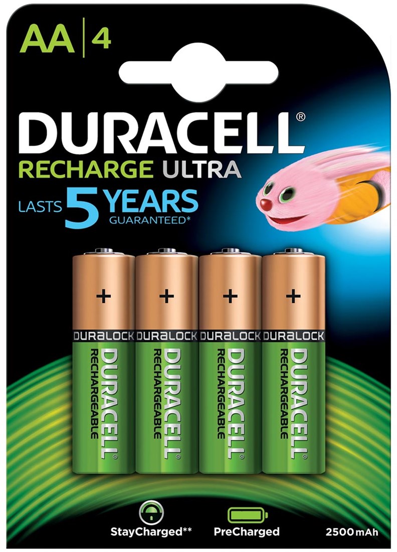 Duracell oplaadbare batterijen Recharge Ultra AA, blister van 4 stuks