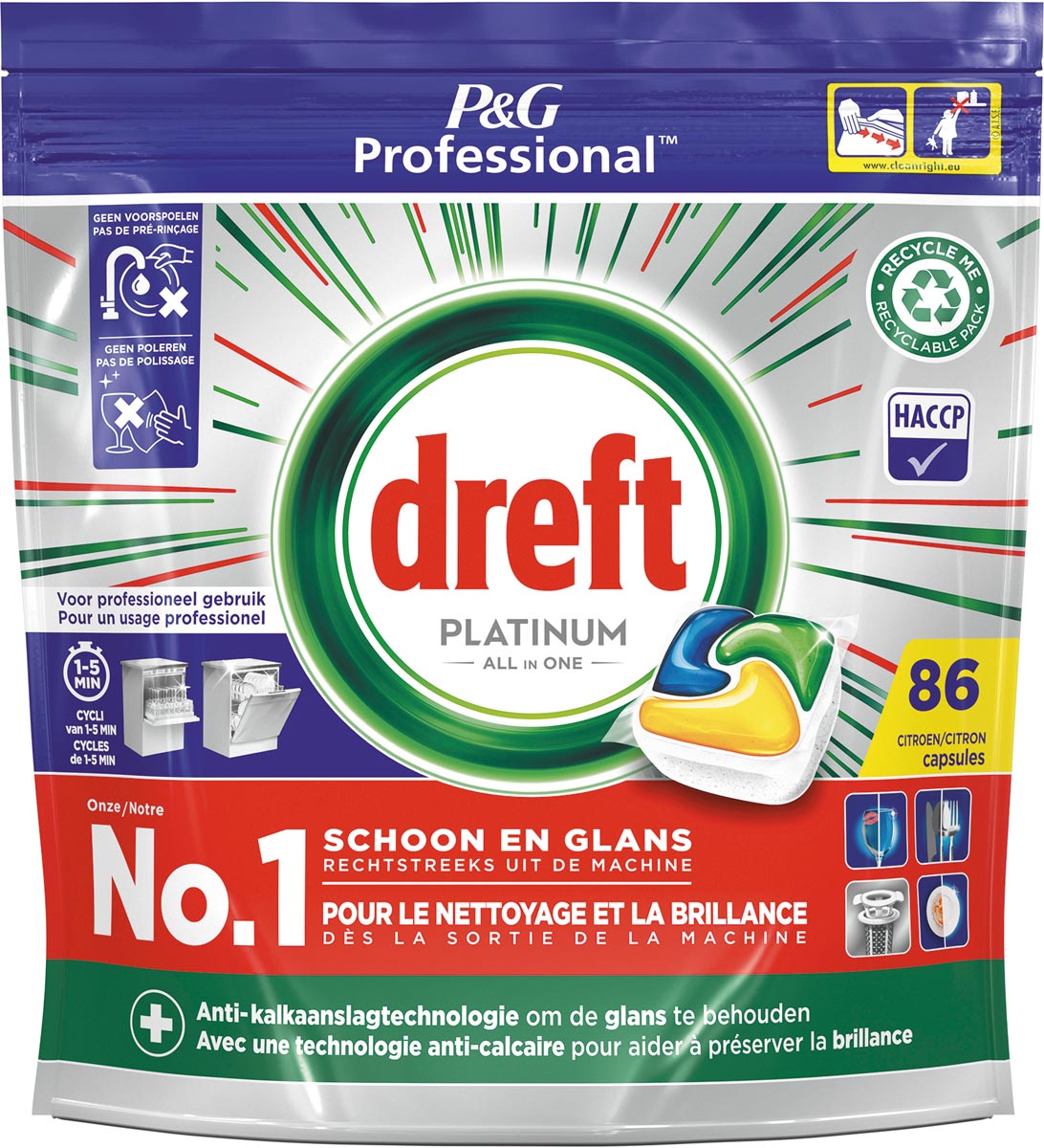 Dreft vaatwasmiddel Platinum Lemon, 86 capsules Dreft vaatwasmiddel Platinum Lemon, 86 capsules