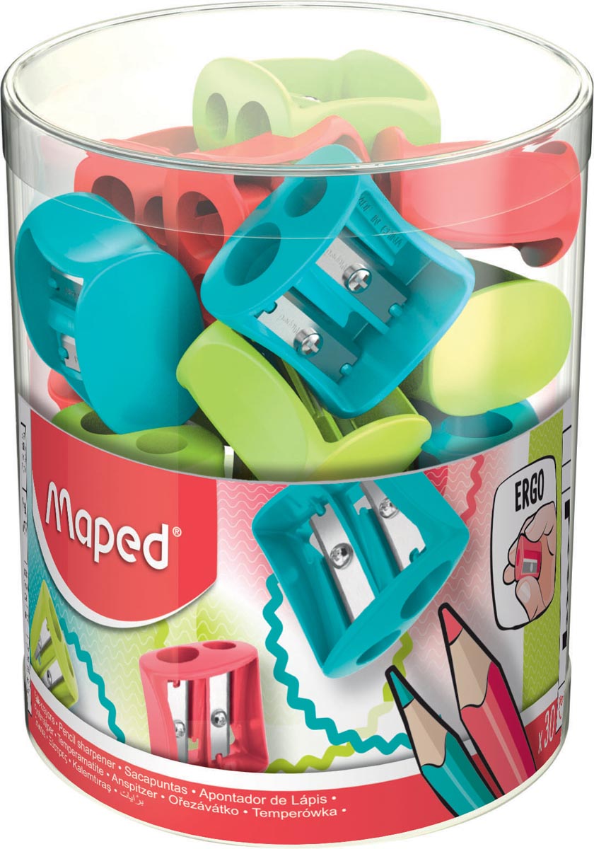Maped potloodslijper Vivo 2-gaats, geassorteerde kleuren, doos van 30 stuks