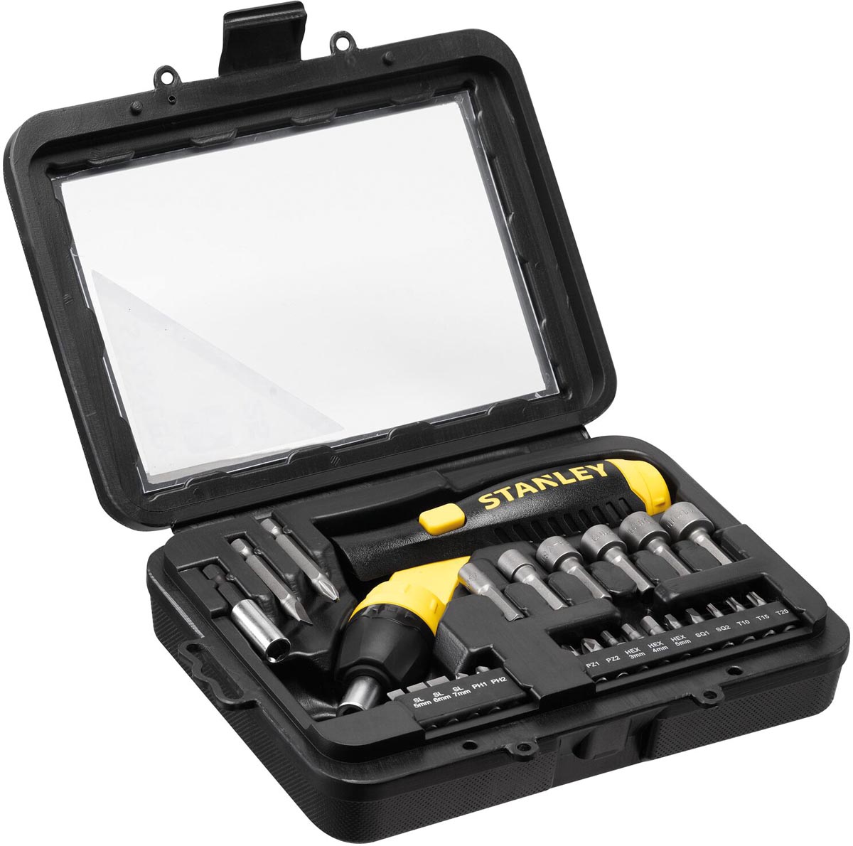 Stanley pistoolgreep ratel-bit-set, 25-delig Stanley pistoolgreep ratel-bit-set, 25-delig