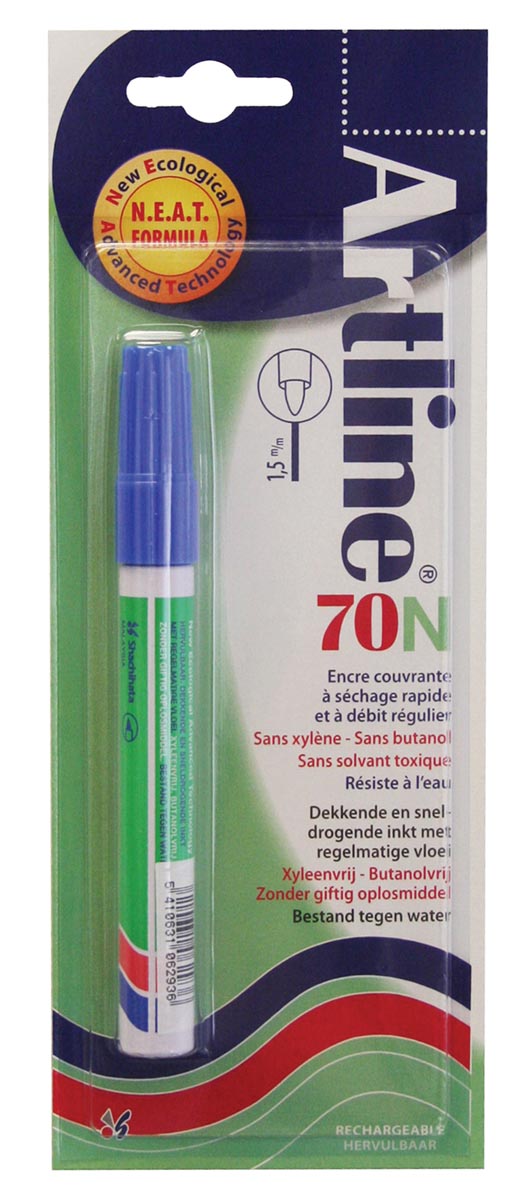 Permanent marker Artline 70N blauw, op blister afbeelding