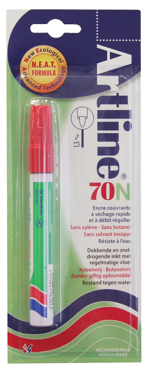 Permanent marker Artline 70N rood, op blister afbeelding