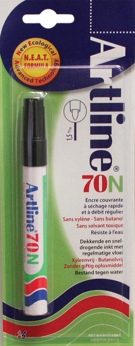 Permanent marker Artline 70N zwart, op blister afbeelding