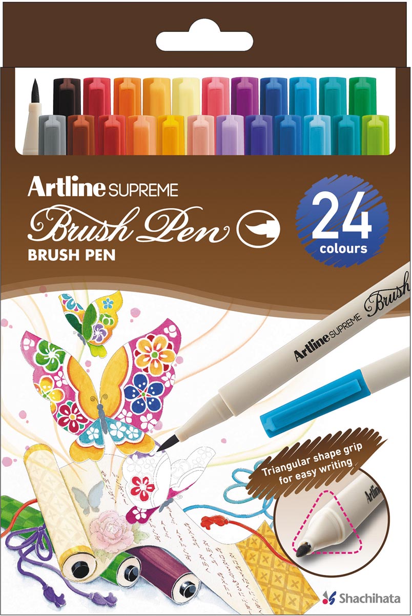 Artline Supreme brushpen, assorti, set van 24 stuks Artline Supreme brushpen, assorti, set van 24 stuks