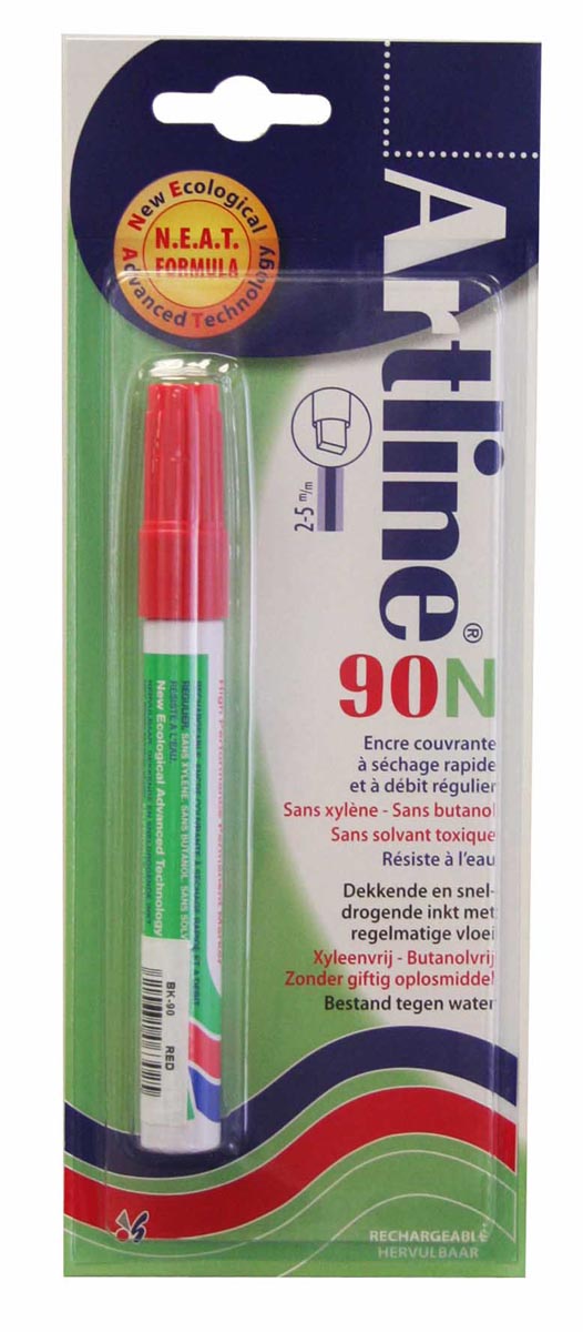 Permanent marker Artline 90N rood, op blister afbeelding