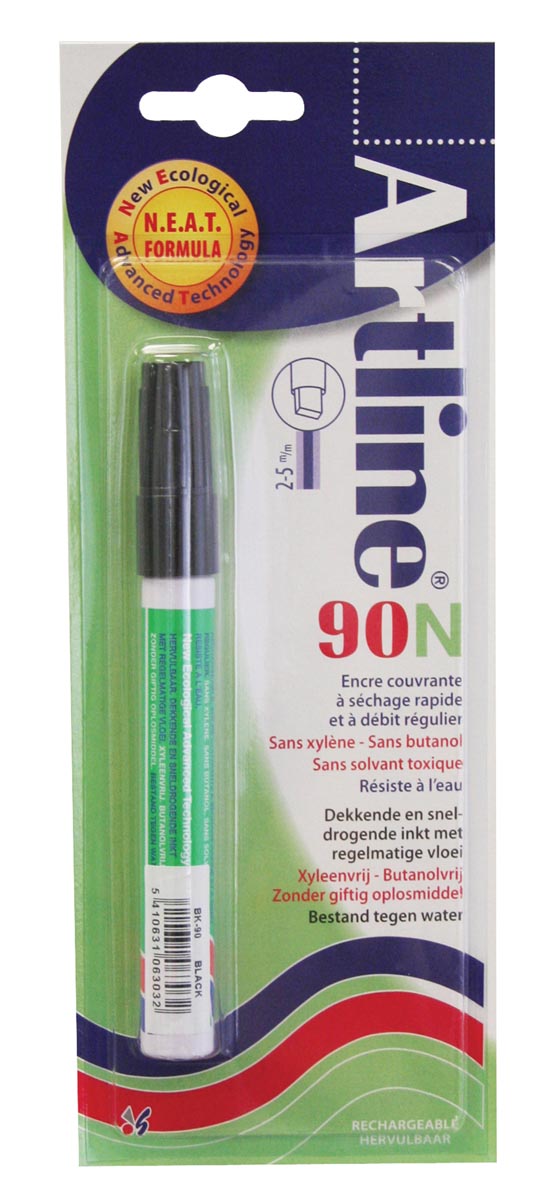 Permanent marker Artline 90N zwart, op blister afbeelding