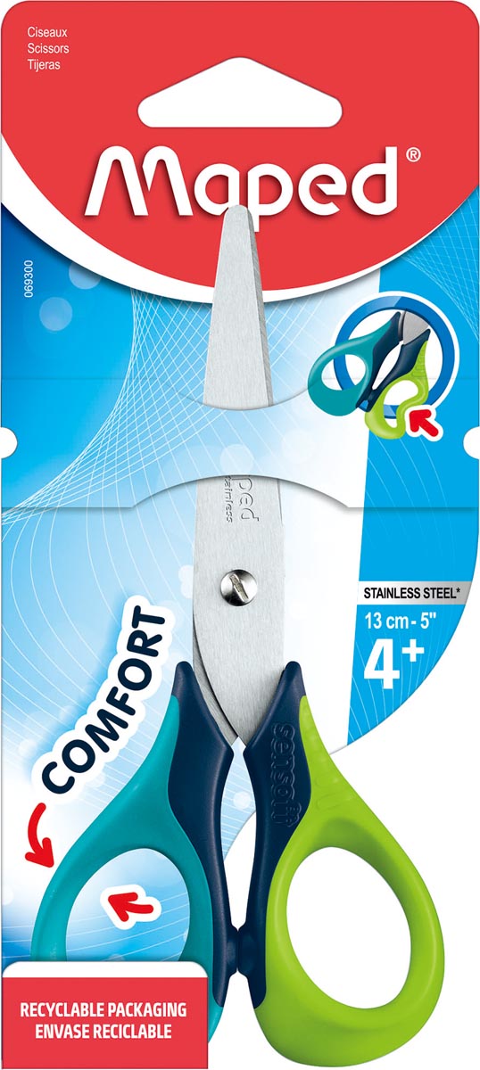 Maped schaar Sensoft 13 cm, voor rechtshandigen, met afgeronde punt afbeelding