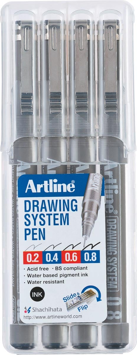 Fineliner Drawing System etui van 4 stuks: 0,2 - 0,4 - 0,6 en 0,8 mm afbeelding